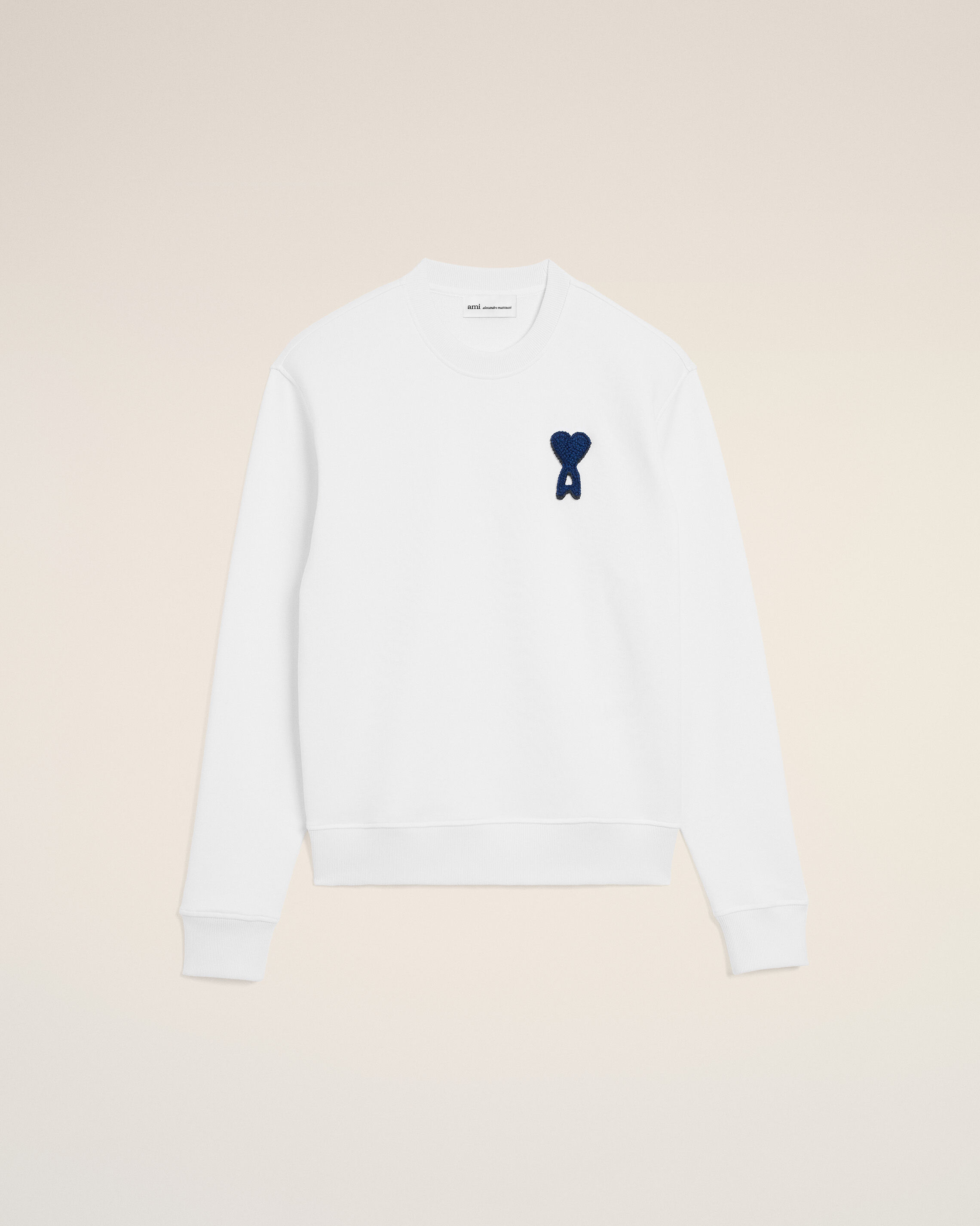 Ami Paris - White Cotton Knitted Ami De Coeur Sweatshirt White - Extra Small Mainmaterial:cotton,Mainmaterial:cotton Unisex