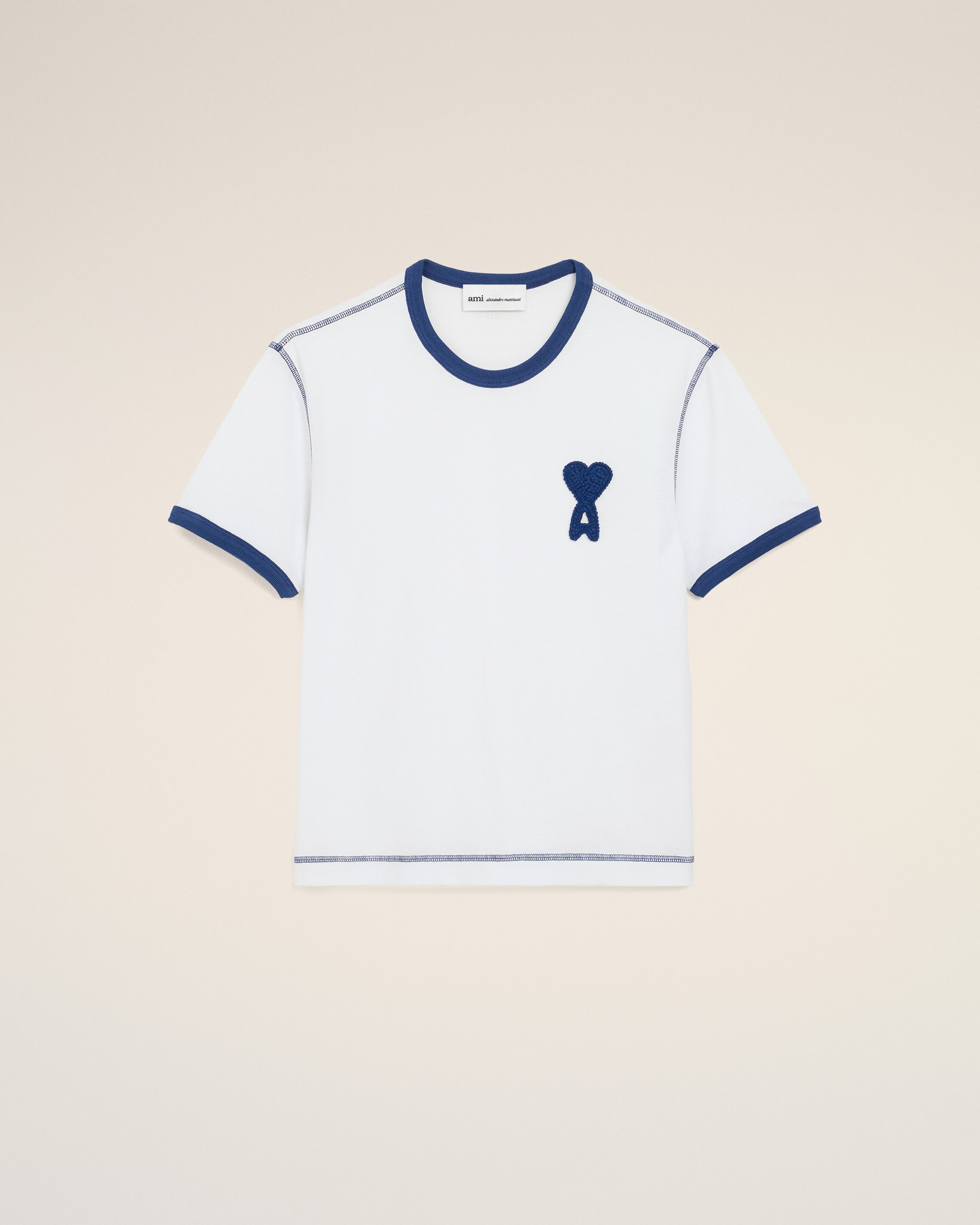 Ami Paris Unisex - White Cotton Ami De Coeur Knitted Patch T-Shirt White - Xxs