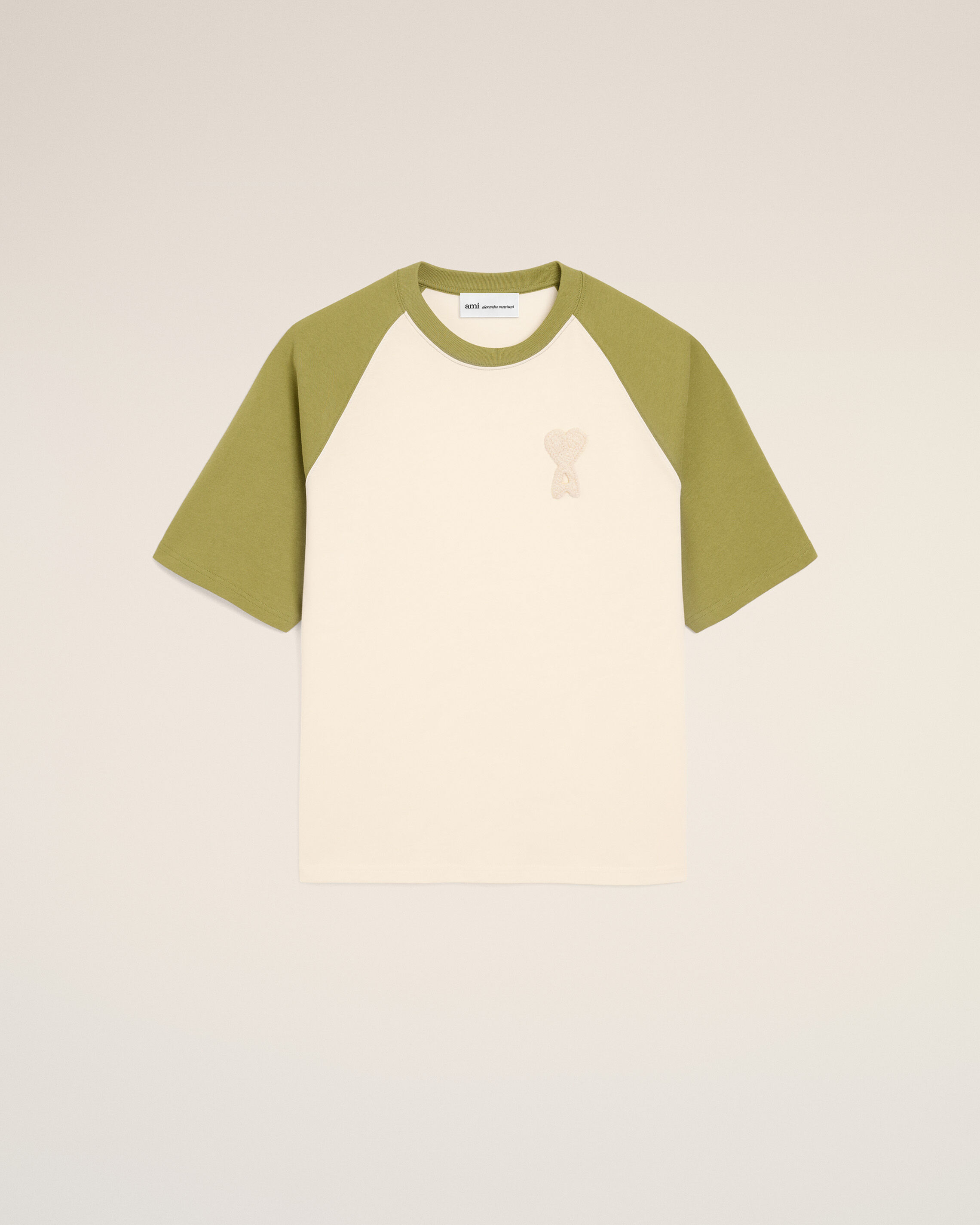 Ami Paris Unisex - White And Green Cotton Ami De Coeur Knitted Patch T-Shirt White - Xxs