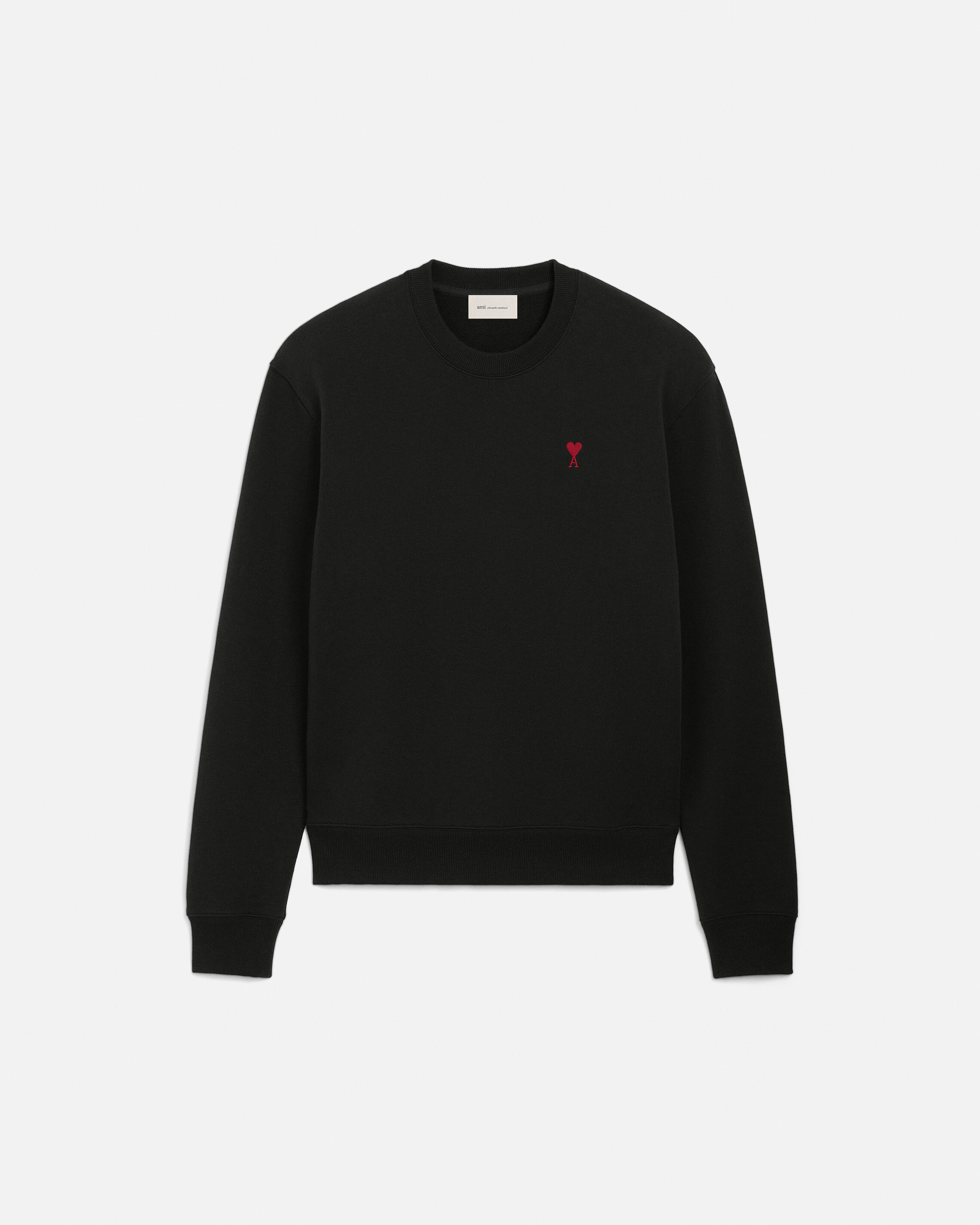 Ami Paris - Black Cotton Sweatshirt With Ami De Coeur Black - Extra Large Mainmaterial:cotton Rib:cotton/Elastane,Mainmaterial:cotton Rib:cotton/Elastane Unisex