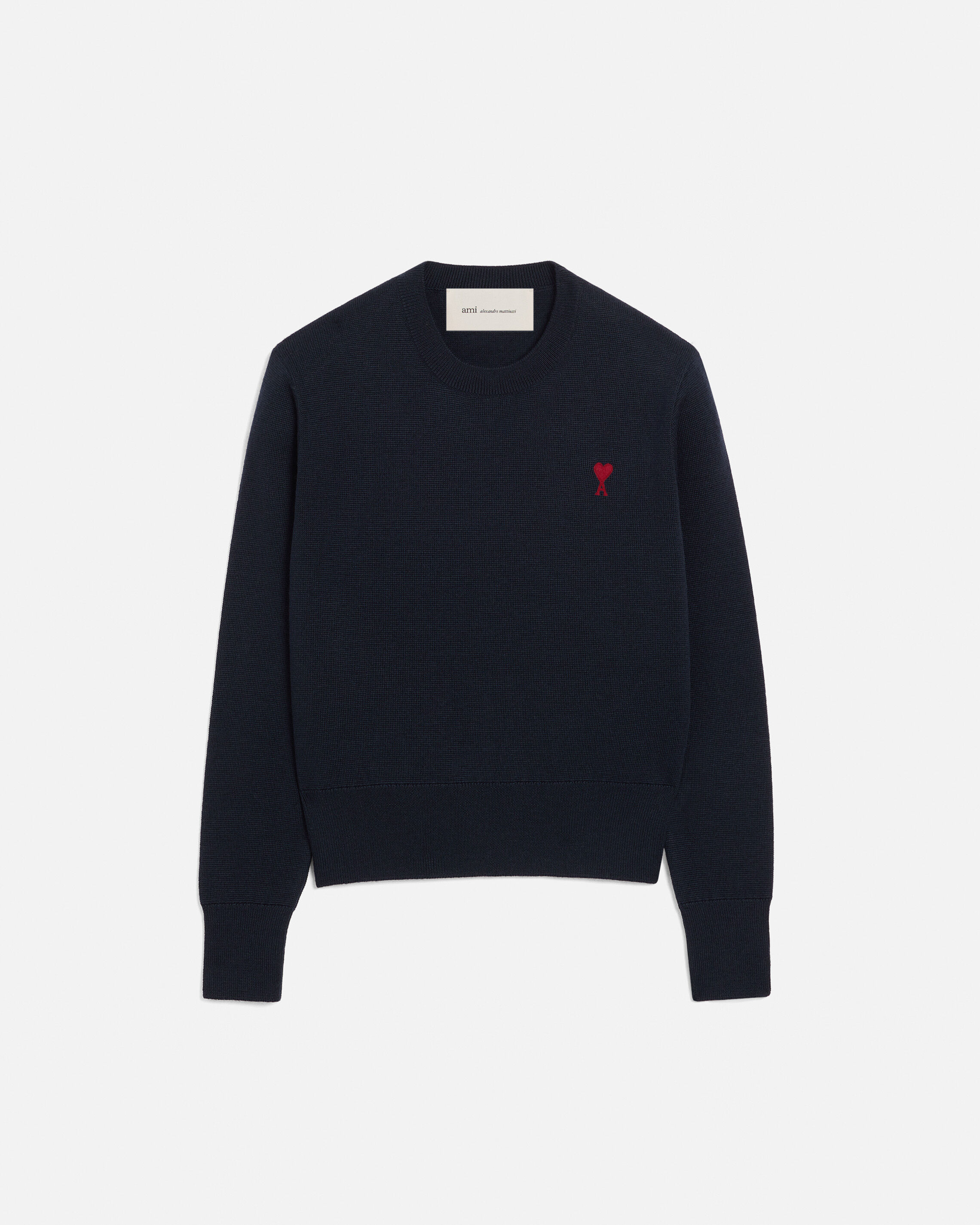 Ami Paris - Blue Crewneck Wool Sweater With Ami De Coeur Blue - Size: Xxs - For Women