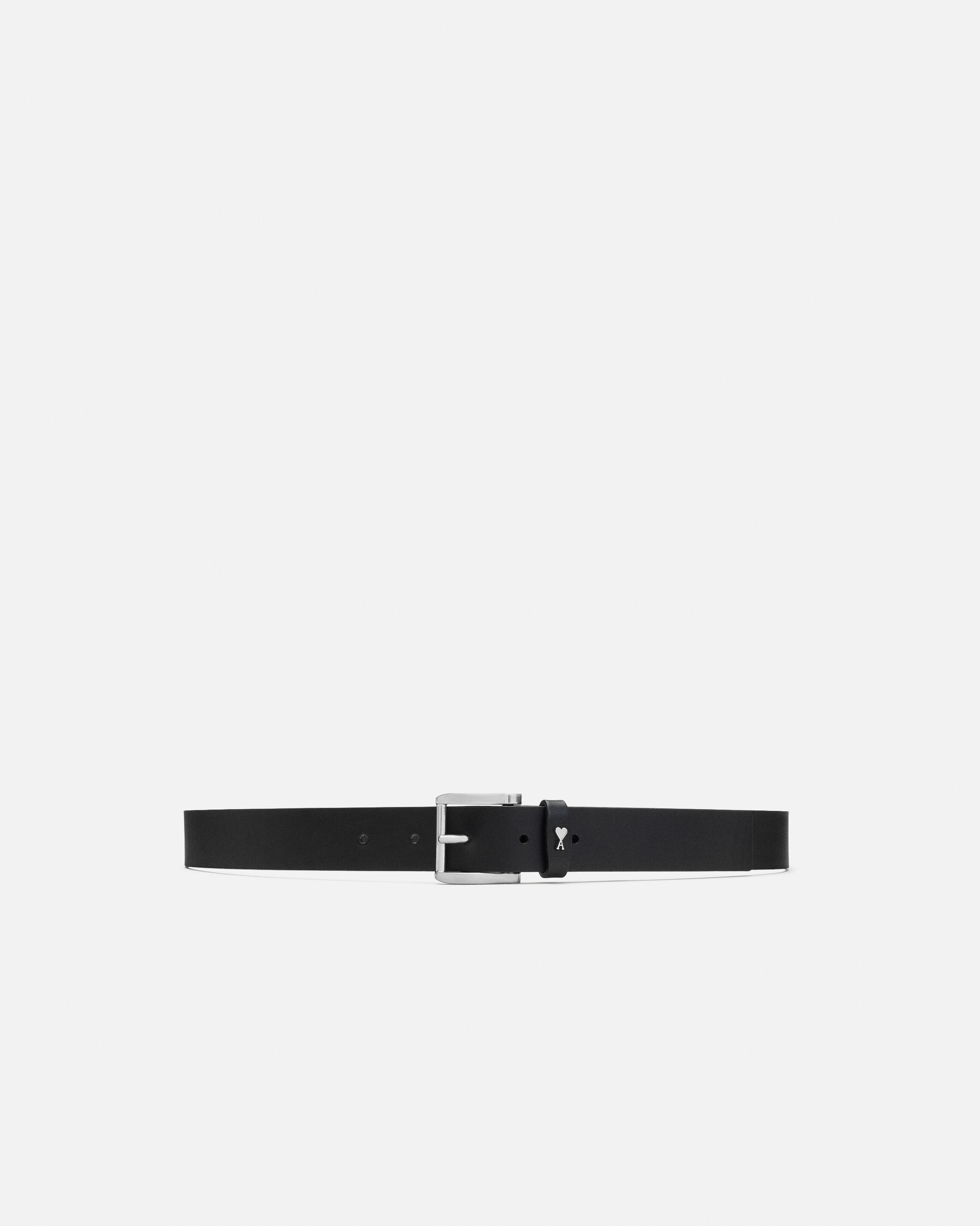 Ami Paris Unisex - Black Cowhide Leather Paris Paris Belt Black - Size: 95