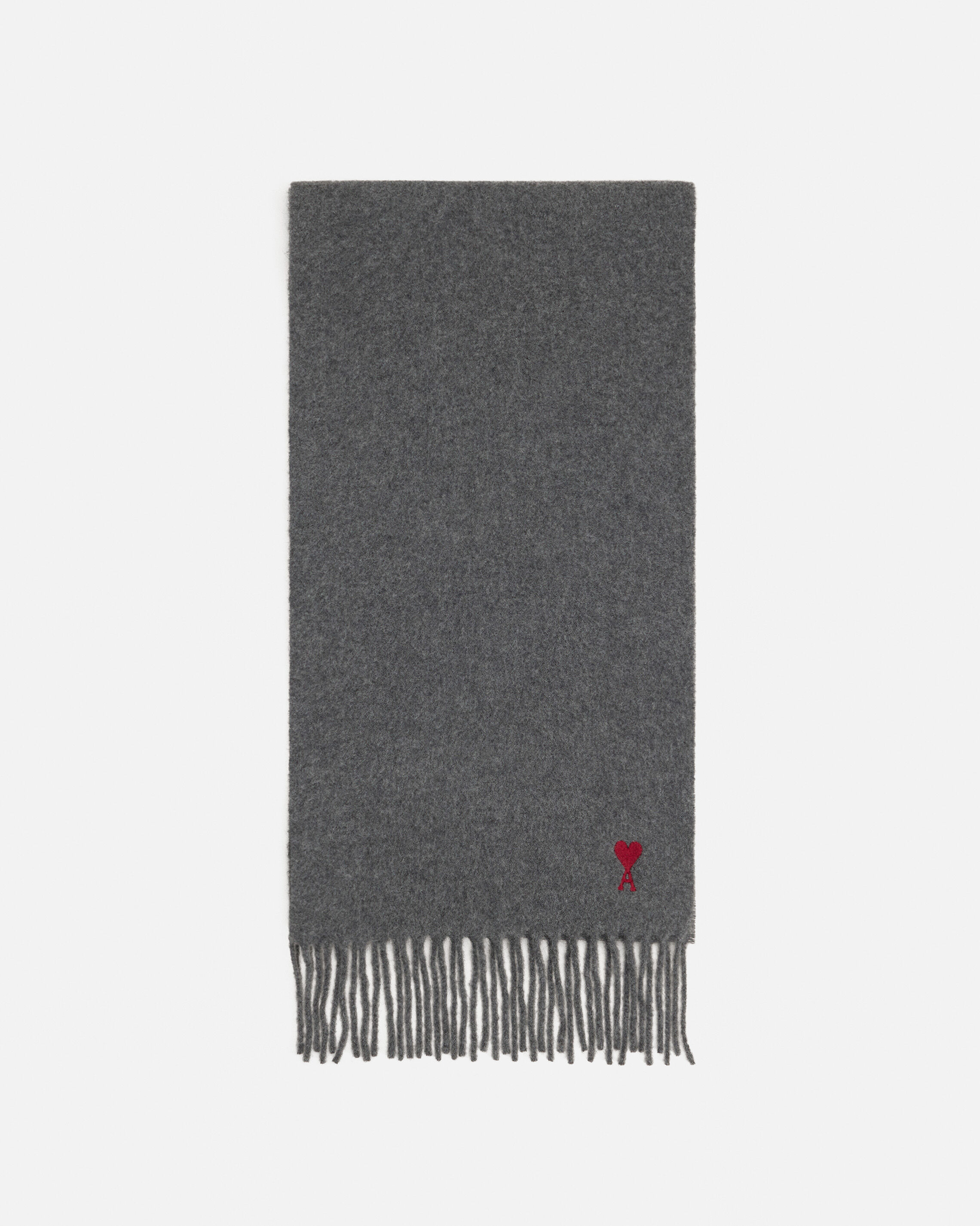 AMI PARIS | Sciarpa Ami de Cœur in lana grigio carbone | | PZ - Immagine 3